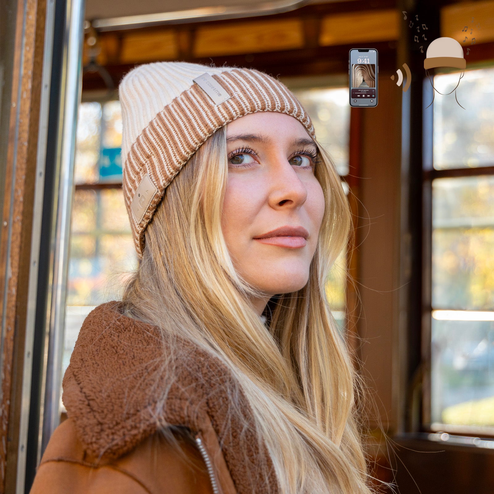 Gorro de invierno con auriculares inalámbricos integrados