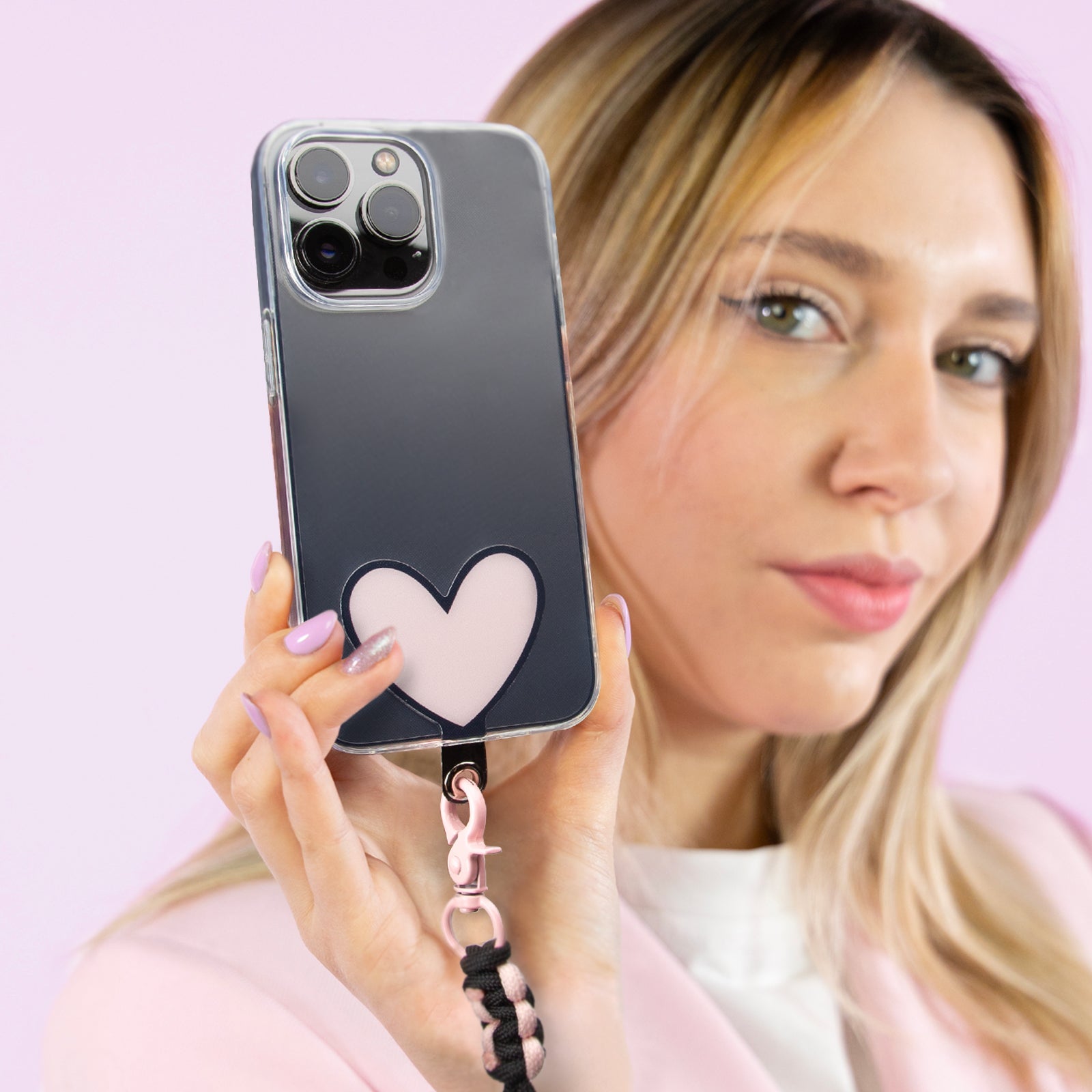 Correa universal para el cuello del smartphone en forma de corazón